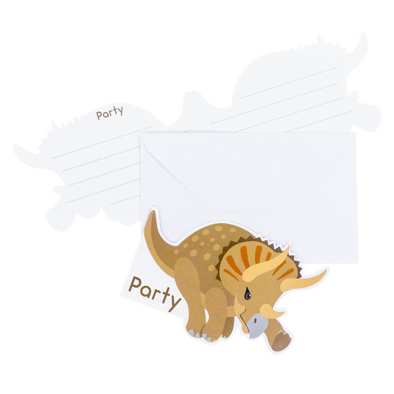 Dinosaur Invitationer - 8 stk (8,5 x 12,7 cm) | Dinosaurus Invitationer - Temashop
