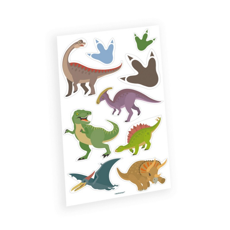 Dinosaur Falske Tatoveringer - 9 stk | Dinosaurus Falske tatoveringer - Temashop