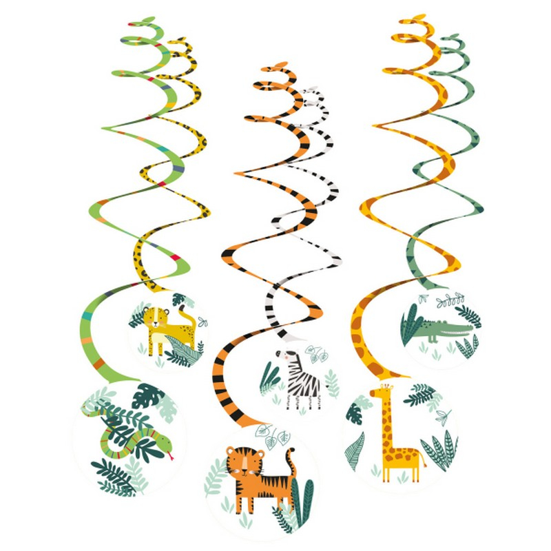 Jungle Swirls - 6 stk (45 - 60 cm) | Jungle tema Spiraler/string - Temashop