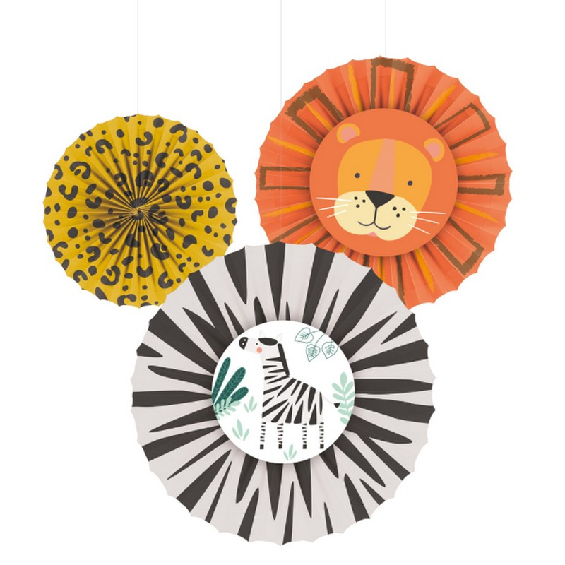 Jungle Rosetter - 3 stk (16 - 35 cm) | Jungle tema Vifter / Rosetter - Temashop