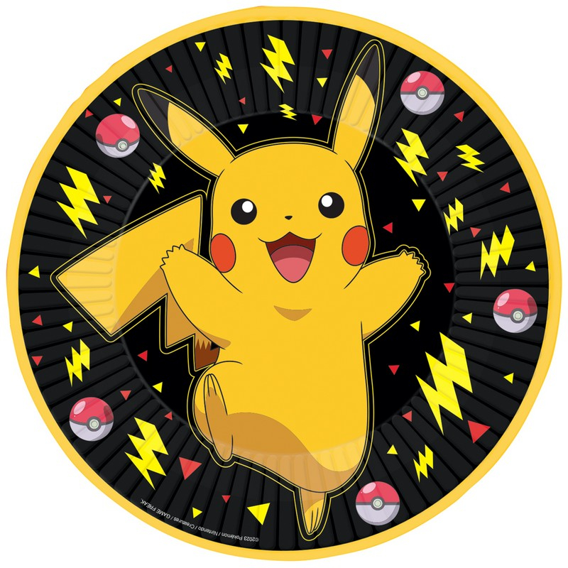 Pokémon Pikachu Middagstallerkener - 8 stk (23 cm) | Pokemon Tallerkner - Temashop