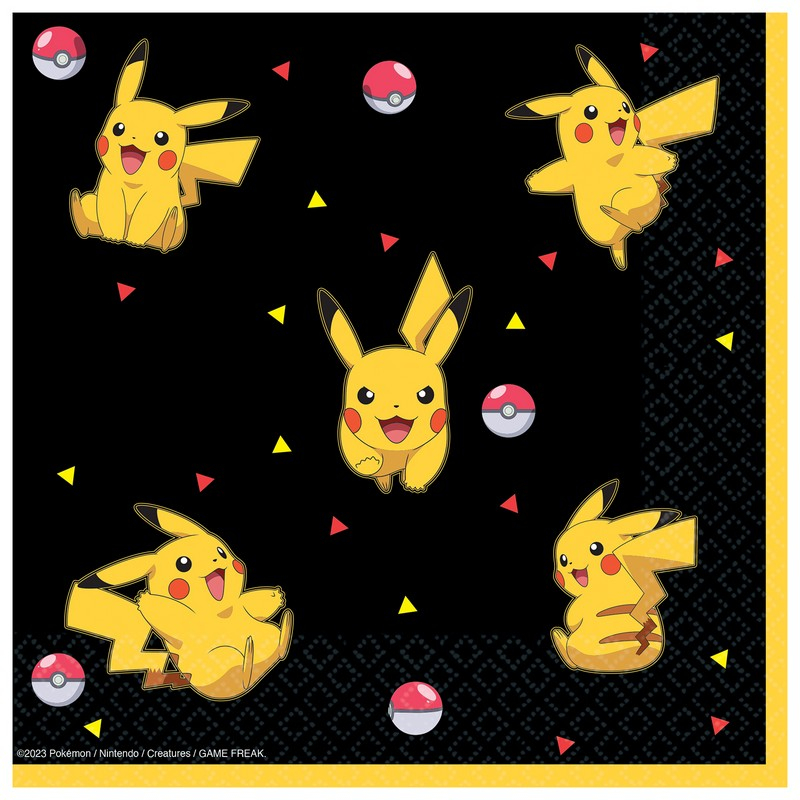Pokémon Pikachu Servietter - 16 stk (33 x 33 cm) | Pokemon Servietter - Temashop