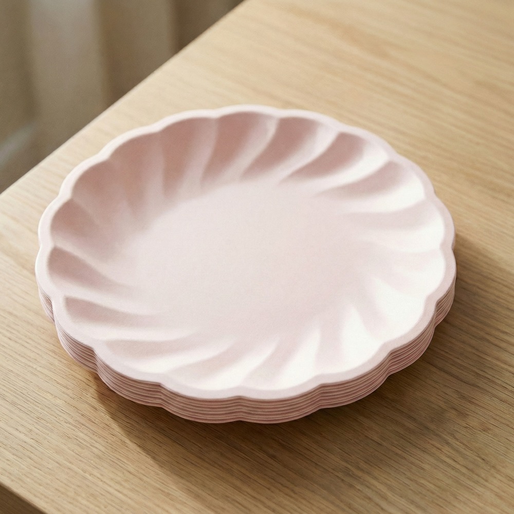 Sukkerrør Tallerkener Lyserød - 6 stk (18,8 cm) | Pink tema Tallerkner - Temashop