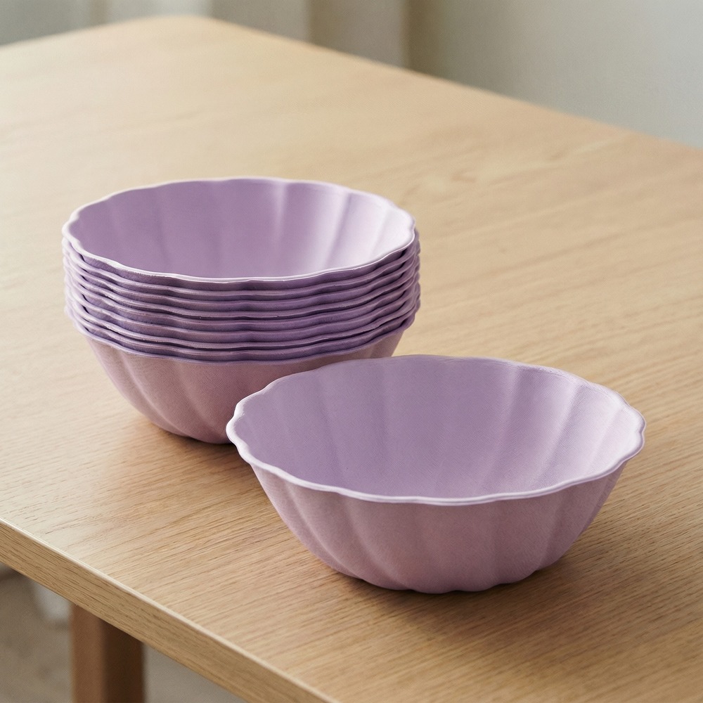 Sukkerrør Skål Lilla - 6 stk (14,8 cm) | Lilla tema Tallerkner - Temashop