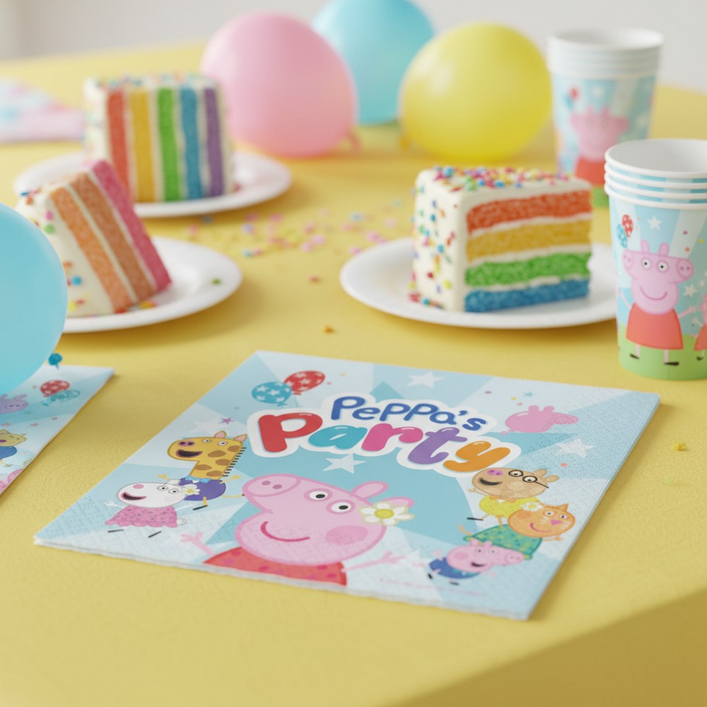Gurli Gris Peppa's Party Servietter - 16 stk (33 x 33 cm) | Gurli Gris Servietter - Temashop