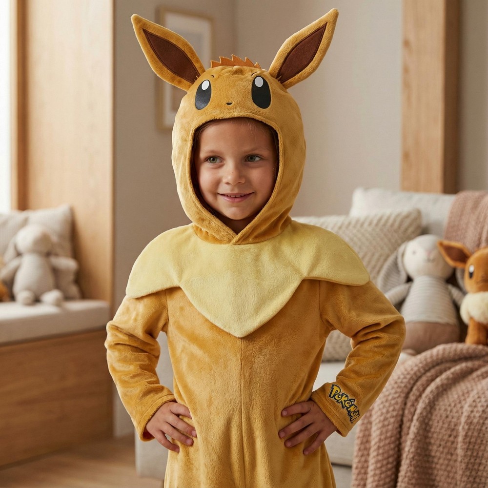 Pokémon Eevee Børnekostume - Børne TV kostume til børn i størrelserne 98-152 | Pokemon udklædning til børn - Temashop