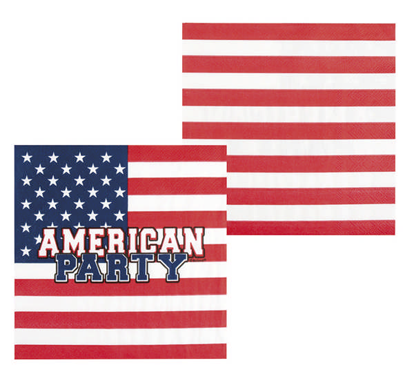 American Party Servietter - 20 stk (33 x 33 cm) | Amerika Servietter - Temashop