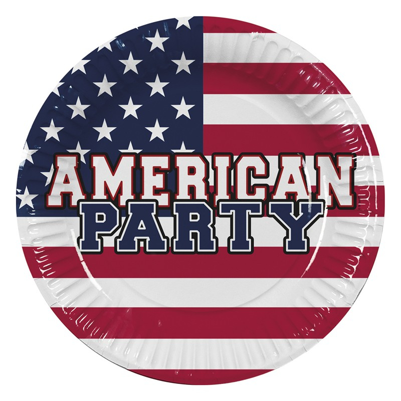 American Party Tallerkener - 10 stk (25 cm) | Amerika Tallerkner - Temashop