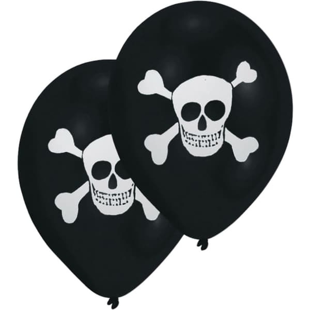 Pirat Dødningehoved Latexballoner - 8 stk (25,4 cm) | Pirat Latexballoner - Temashop