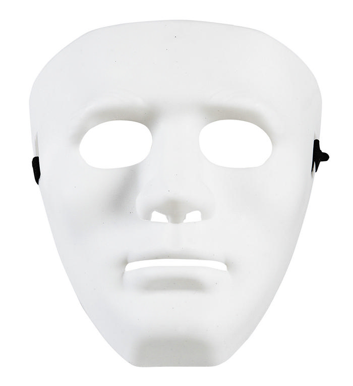 Anonym Maske Hvid | Masquerade Maske - Hovedtilbehør - Temashop