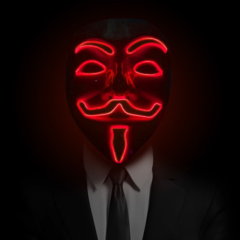 Anonymous LED Maske Rød | Anonymous Maske - Hovedtilbehør - Temashop