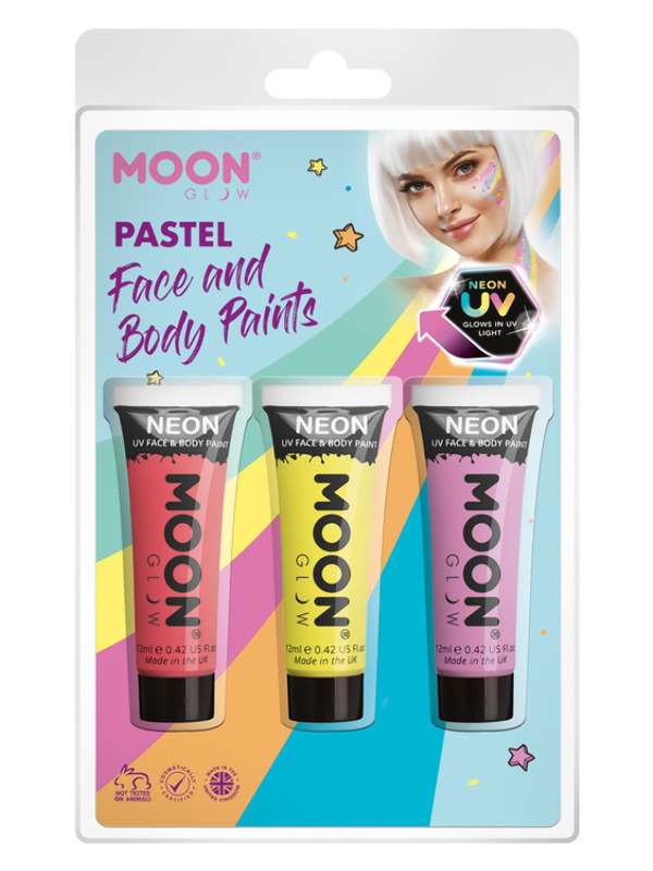 Ansigtsmaling UV Pastel Unicorn Sminkesæt