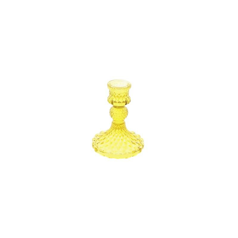 Antik Glas Lysestage Gul - 1 stk (8 x 10,5 cm) | Gul tema Lys / lysestager - Temashop