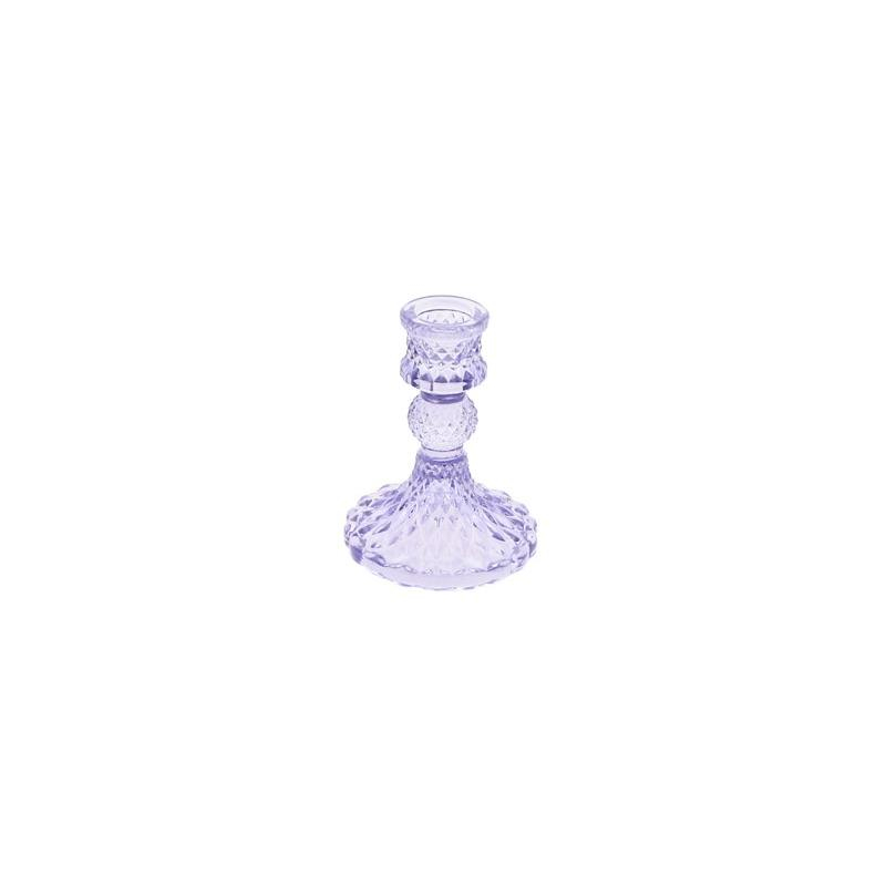 Antik Glas Lysestage Lavendel - 1 stk (8 x 10,5 cm) | Lilla tema Lys / lysestager - Temashop
