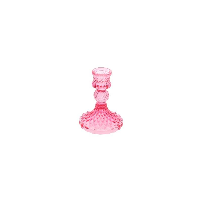 Antik Glas Lysestage Pink - 1 stk (8 x 10,5 cm) | Pink tema Lys / lysestager - Temashop