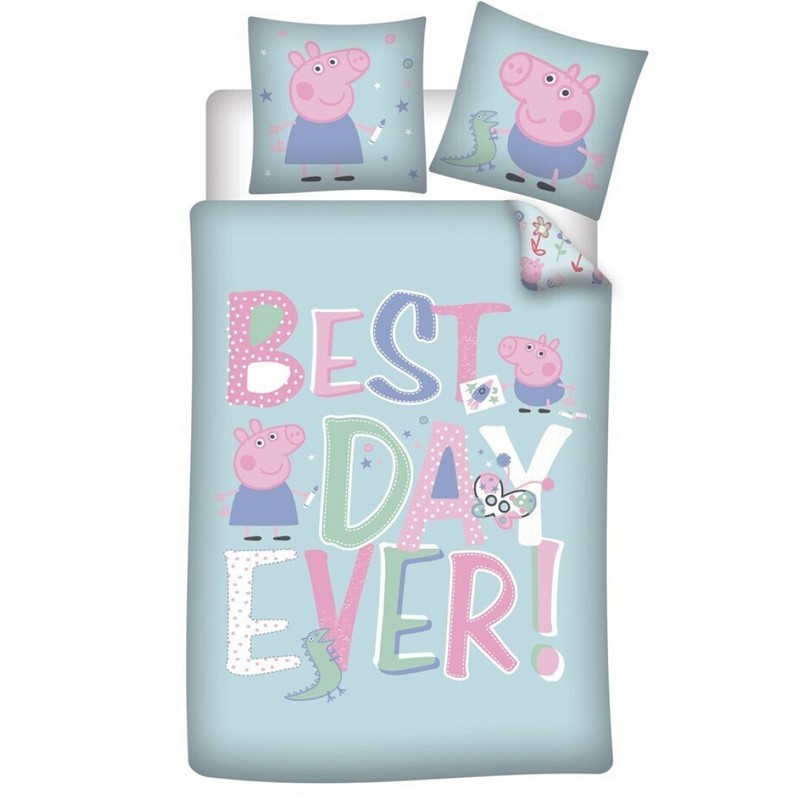 Gurli Gris Best Day Ever Sengetøj (63 x 63 cm) | Gurli Gris Sengetøj - Temashop