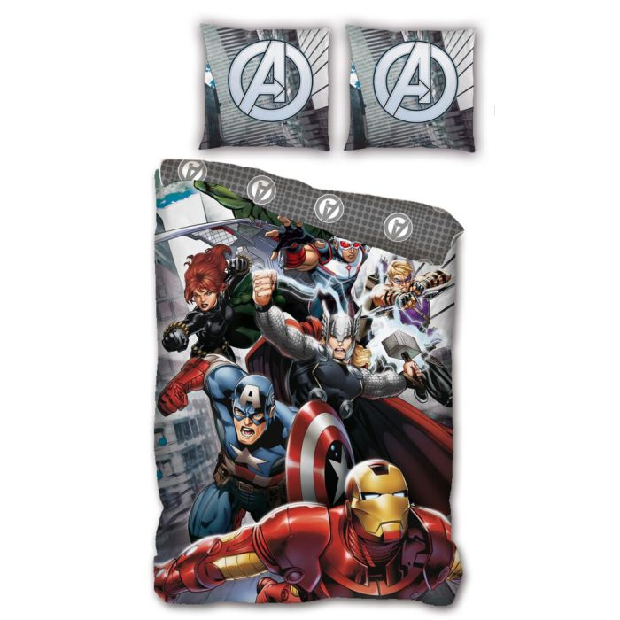 Avengers Superhelte Sengetøj (140 x 200 cm & 63 x 63 cm) | Avengers Sengetøj - Temashop