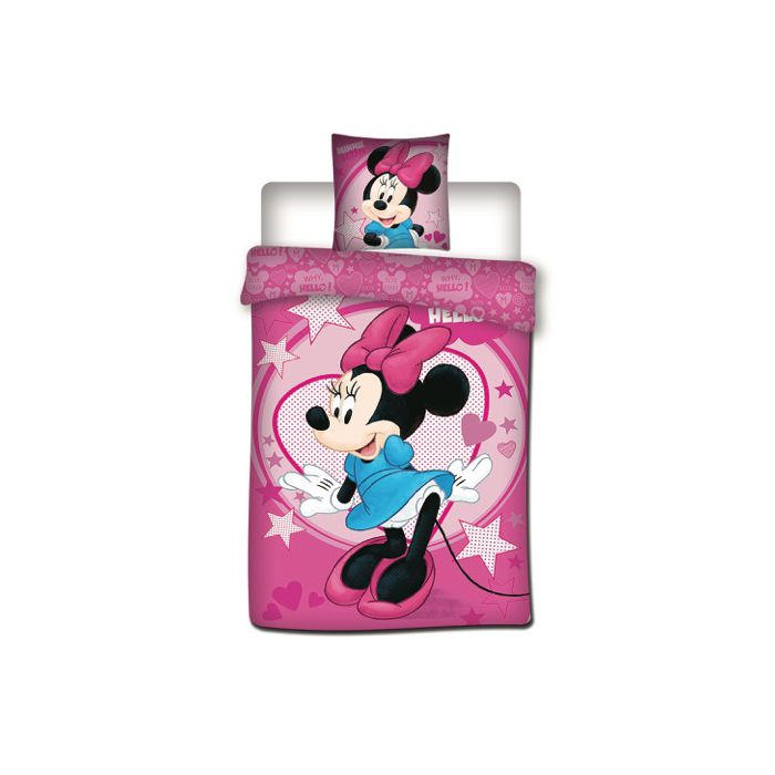 Minnie Mouse Heart Sengetøj (140 x 200 & 63 x 63 cm) | Minnie Mouse Sengetøj - Temashop