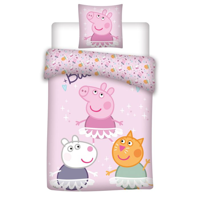 Gurli Gris Pink Sengetøj (140 x 200 & 65 x 65 cm) | Gurli Gris Sengetøj - Temashop