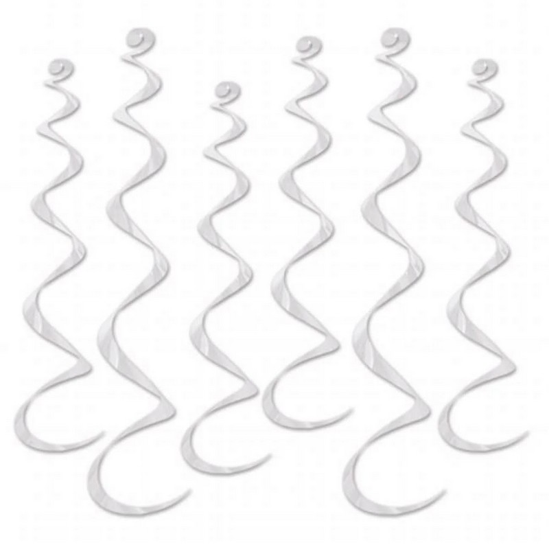 Metalliske Swirls Hvid - 6 stk | Hvidt tema Spiraler/string - Temashop