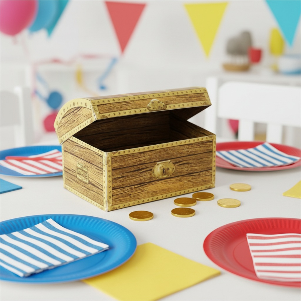 Skattekiste Centerpiece - 1 stk (20,3 x 14 x 14 cm) | Pirat Centerpieces - Temashop