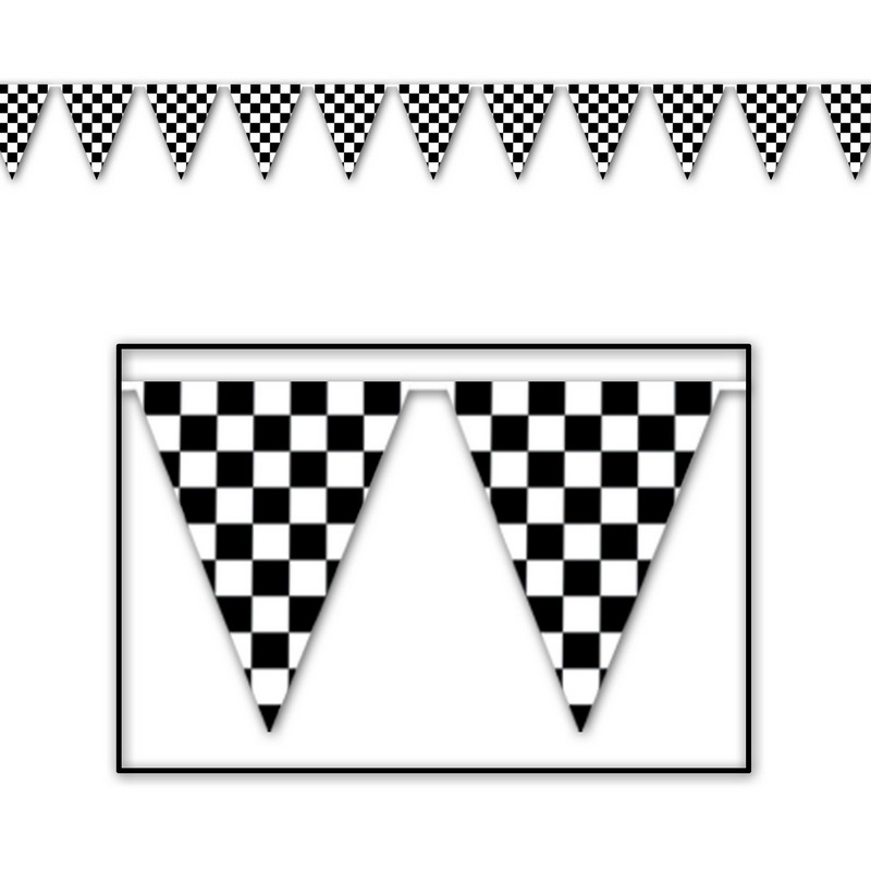 Racer Flag Vimpelguirlande - 1 stk (43,2 x 3657,6 cm) | Racerløb tema Guirlander - Temashop