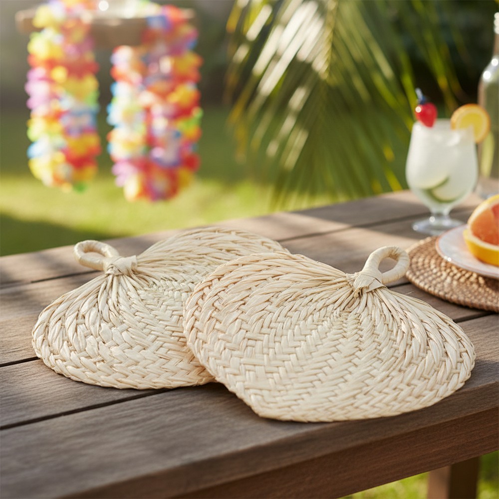 Raffia Vifter - 2 stk (27,9 cm) | Hawaii Vifte - Temashop