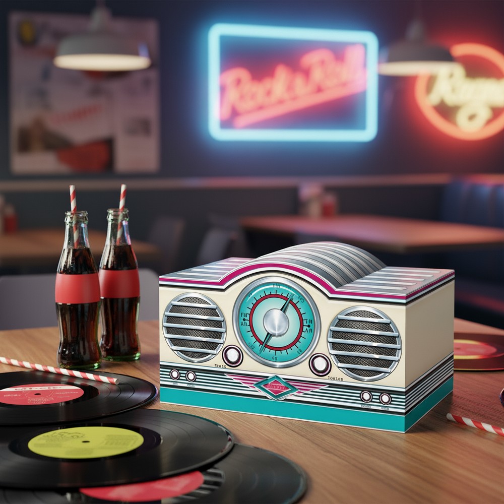 Rock & Roll Radio Centerpiece - 1 stk (14,6 x 24,1 cm) | 50'erne Rock n' Roll Centerpieces - Temashop