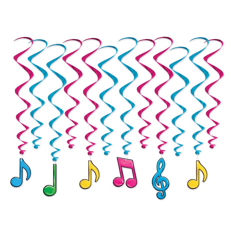 Musiknoder Swirls - 12 stk (44,5-81,3 cm) | Musik Spiraler/string - Temashop