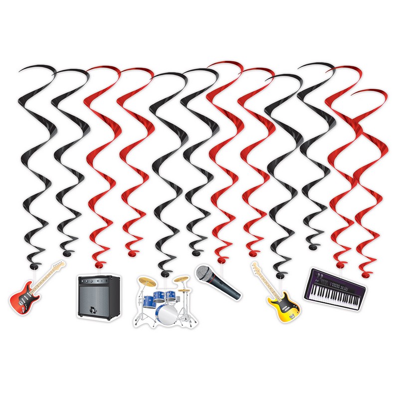 Musik Band Swirls - 12 stk (44,5-84,5 cm) | Musik Spiraler/string - Temashop