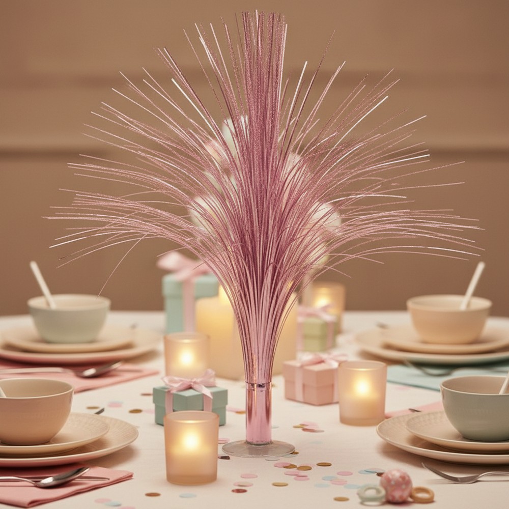 Metallisk Springvand Bordpynt Pink - 1 stk (48,3 cm) | Pink tema Centerpieces - Temashop