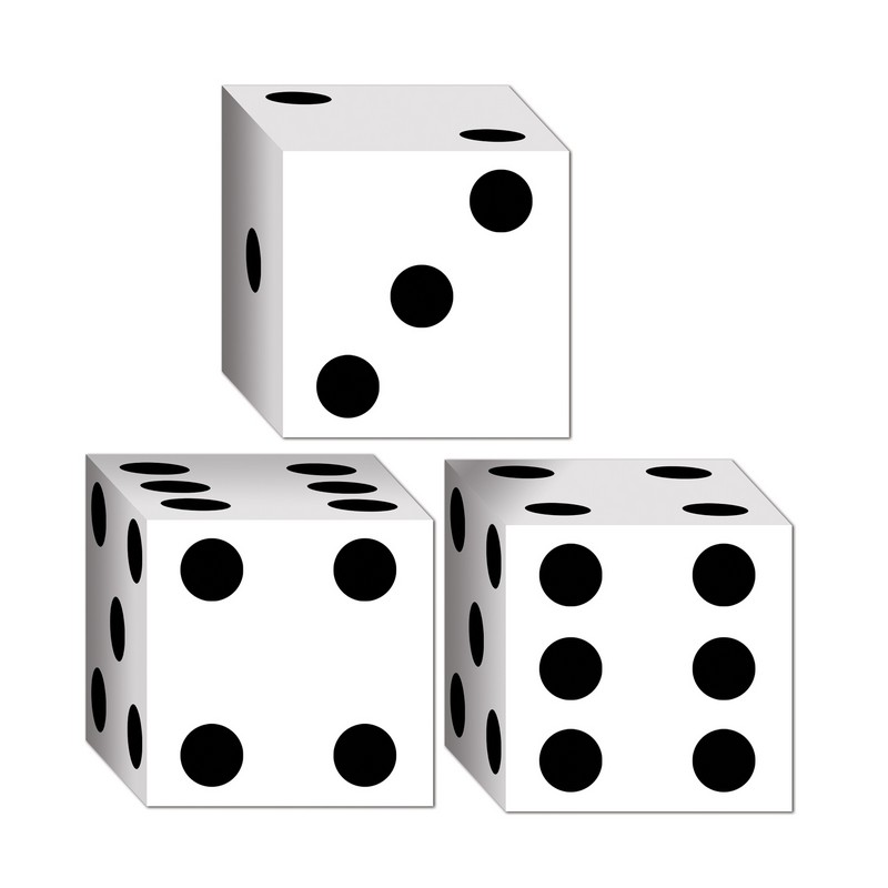 Casino Terninge Æsker - 3 stk (8,3 x 8,3 cm) | Casino Æsker - Temashop
