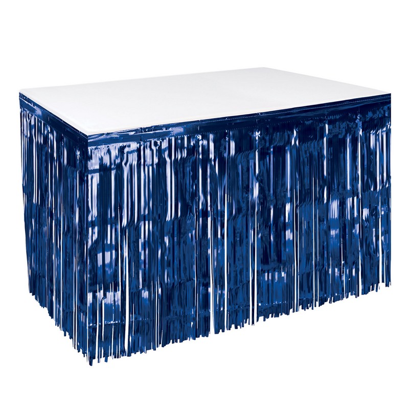 Metallisk Bordskørt Blå - 1 stk (76,2 x 426,7 cm) | Blåt tema Bordskørt - Temashop