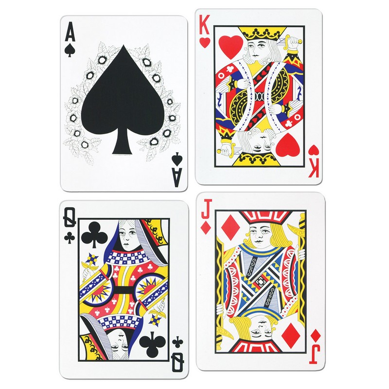 Casino Spillekort Udskæringer - 4 stk (44,5 cm) | Casino Cutouts - Temashop