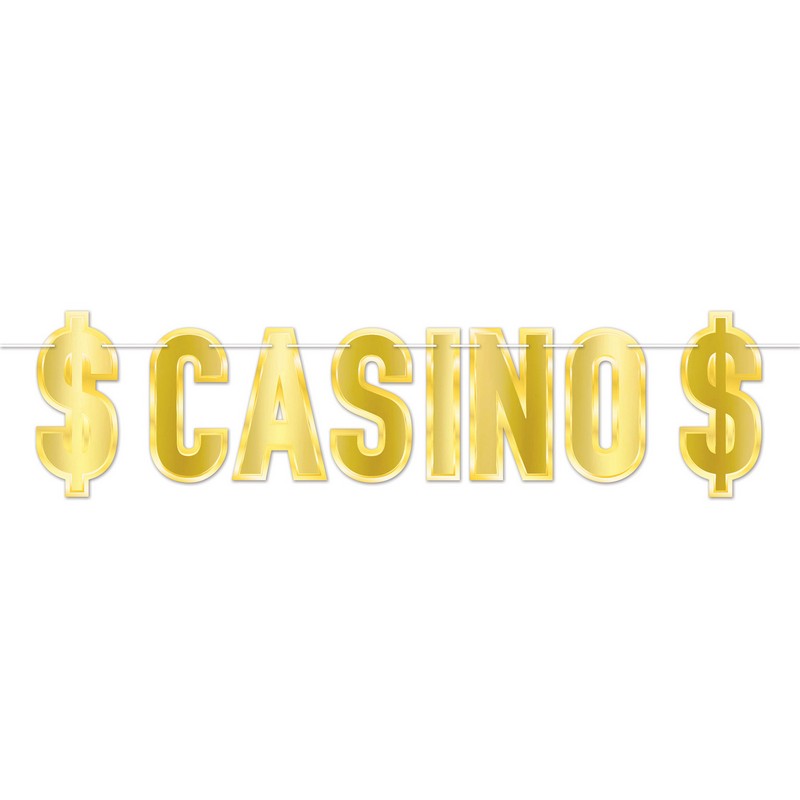 Casino Banner Guld - 1 stk (21 x 91,4 cm) | Casino Bannere - Temashop