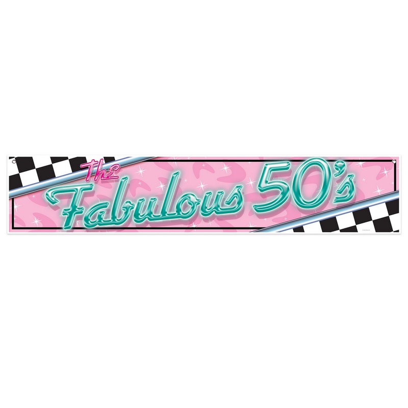 50's Rock n' Roll Banner - 1 stk (30,5 x 152,4 cm) | 50'erne Rock n' Roll Bannere - Temashop