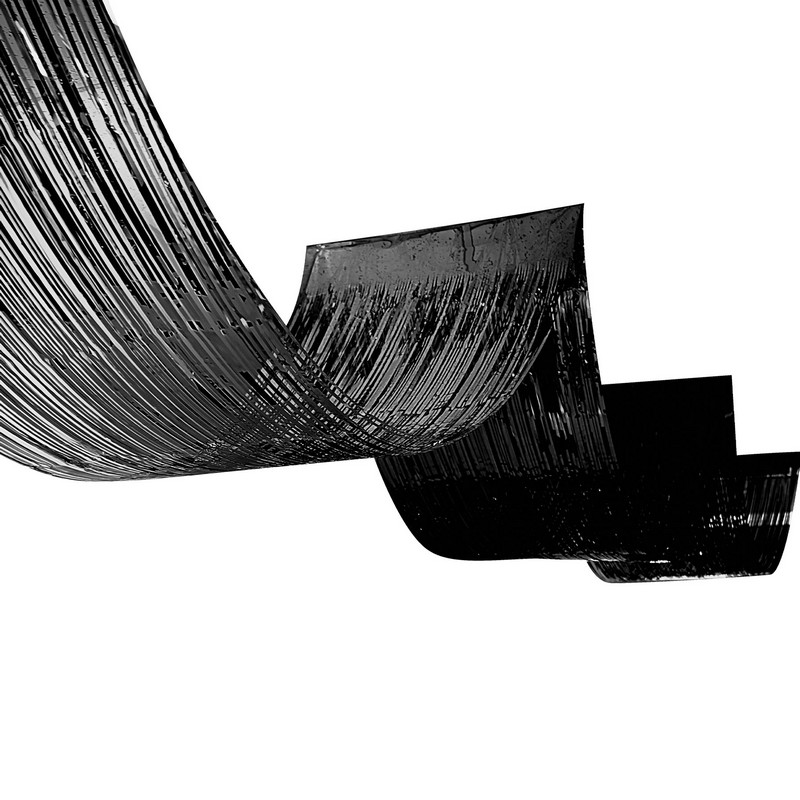 Metallisk Stof Loftsbanner Sort