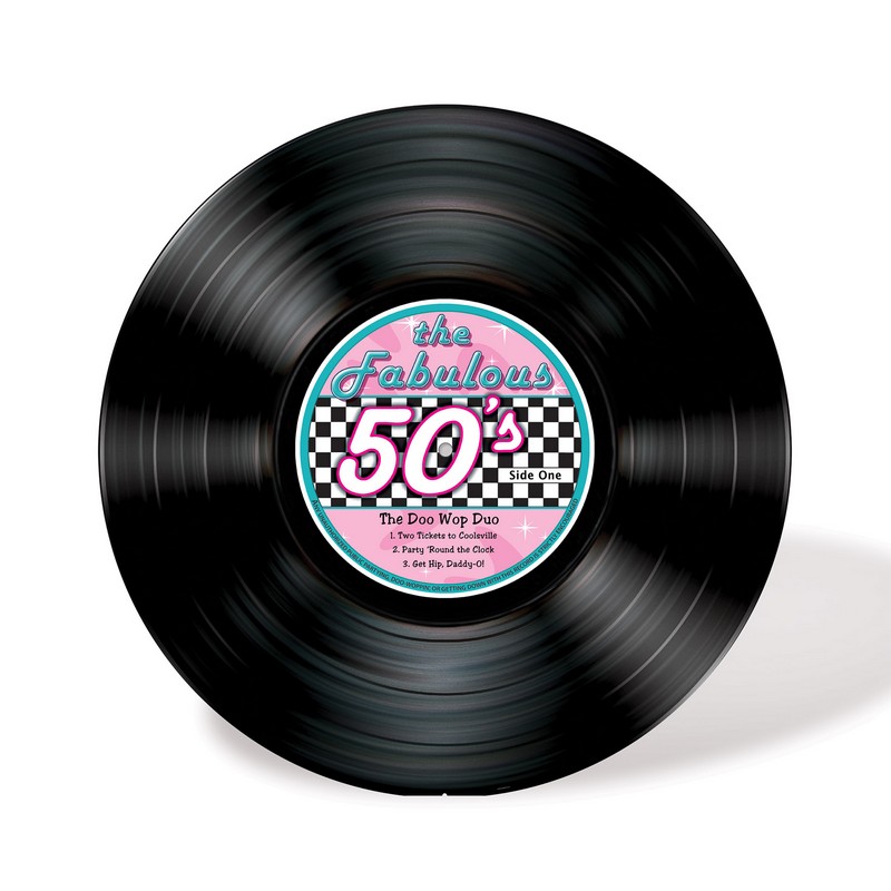 50'er Vinylplade Dekoration - 1 stk (91,4 x 91,4 cm) | 50'erne Rock n' Roll Cutouts - Temashop