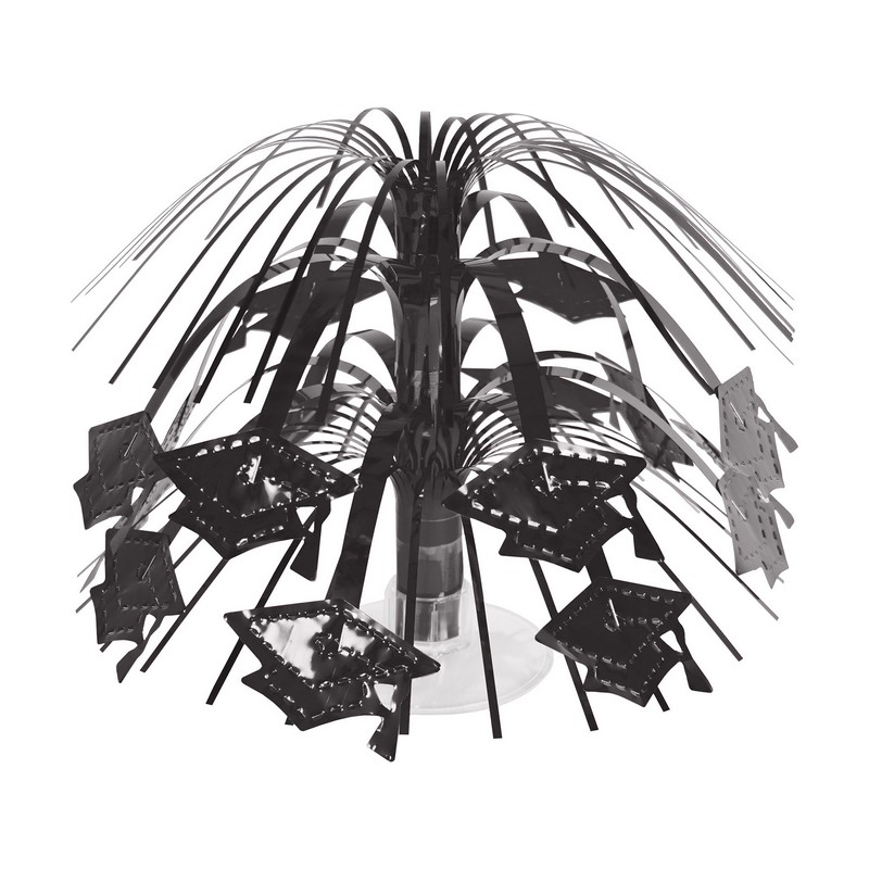 Studenterhue Springvand Bordpynt Sort - 1 stk (19,1 cm) | Studerende Centerpieces - Temashop