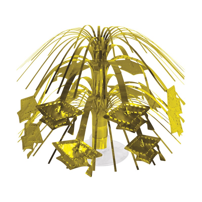 Studenterhue Springvand Bordpynt Guld - 1 stk (19,1 cm) | Studerende Centerpieces - Temashop