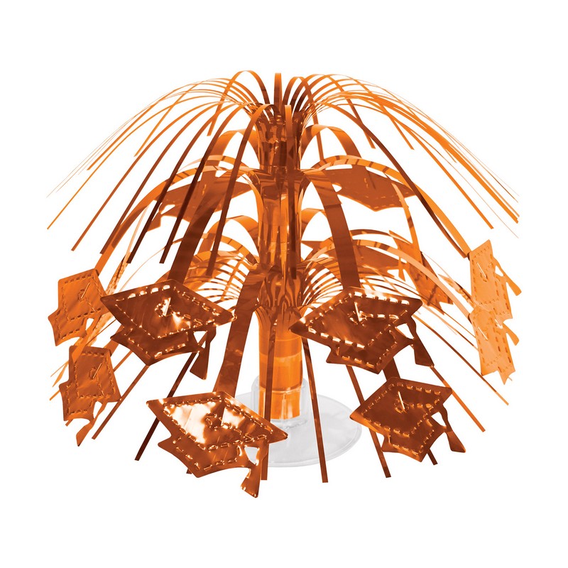 Studenterhue Springvand Bordpynt Orange - 1 stk (19,1 cm) | Studerende Centerpieces - Temashop