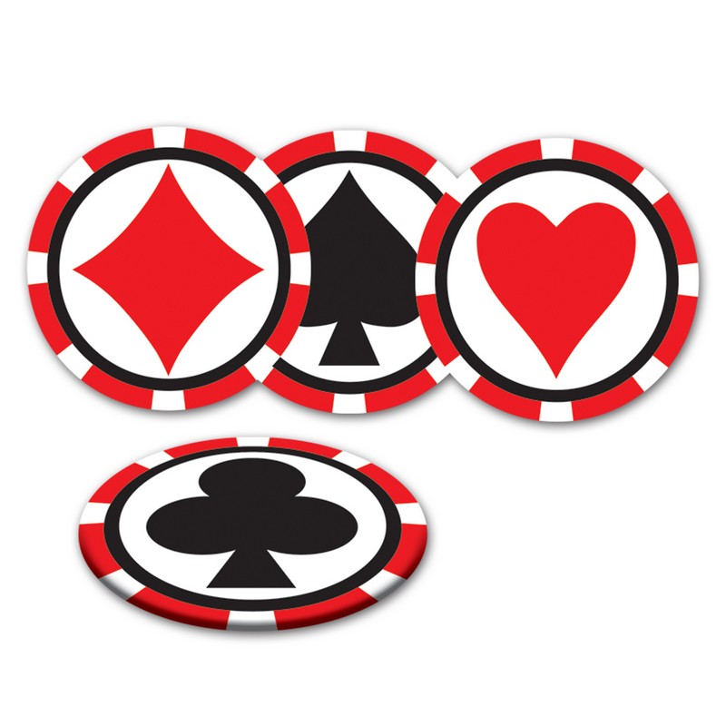 Casino Pokerchip Ølbrikker - 8 stk (8,3 cm) | Casino Ølbrikker - Temashop