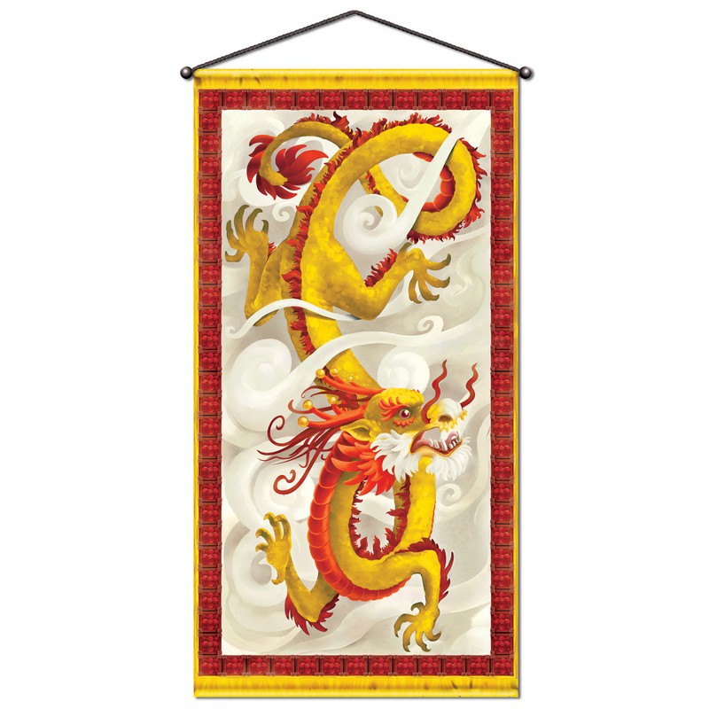 Kinesisk Drage Dørcover - 1 stk (76,2 x 152,4 cm) | Drage Dørcover - Temashop