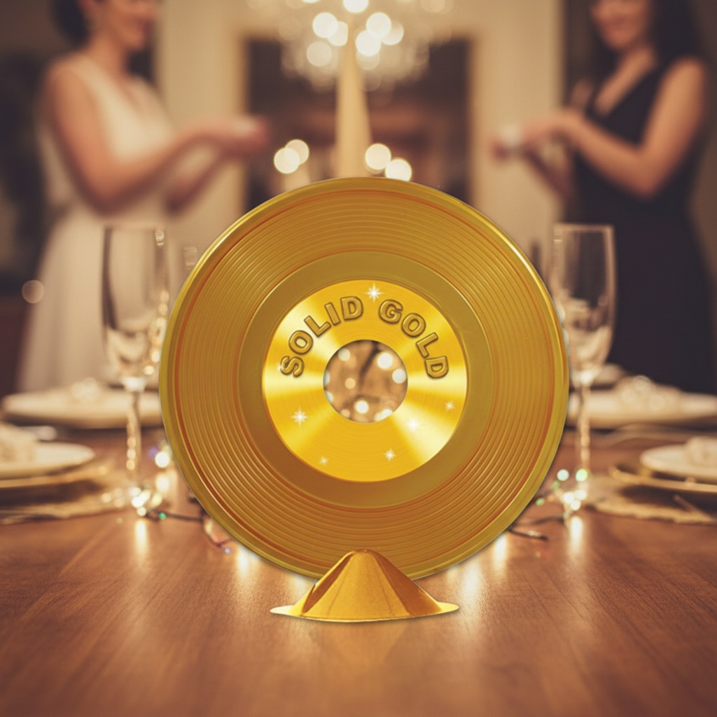 Vinylplade Centerpiece Guld - 1 stk (22,9 cm) | 50'erne Rock n' Roll Centerpieces - Temashop