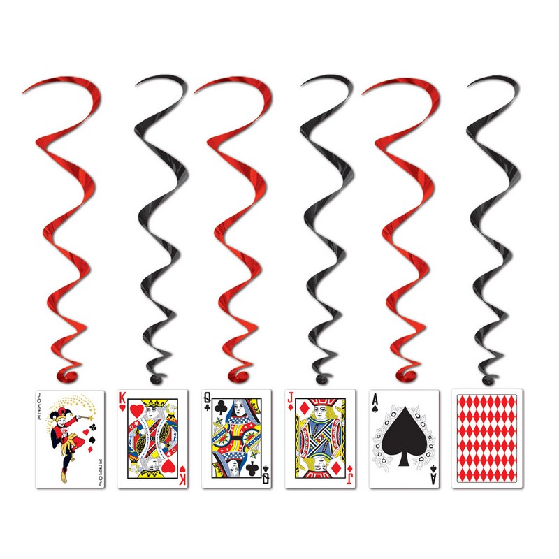 Casino Spillekort Swirls - 5 stk (91,4 cm) | Casino Spiraler/string - Temashop