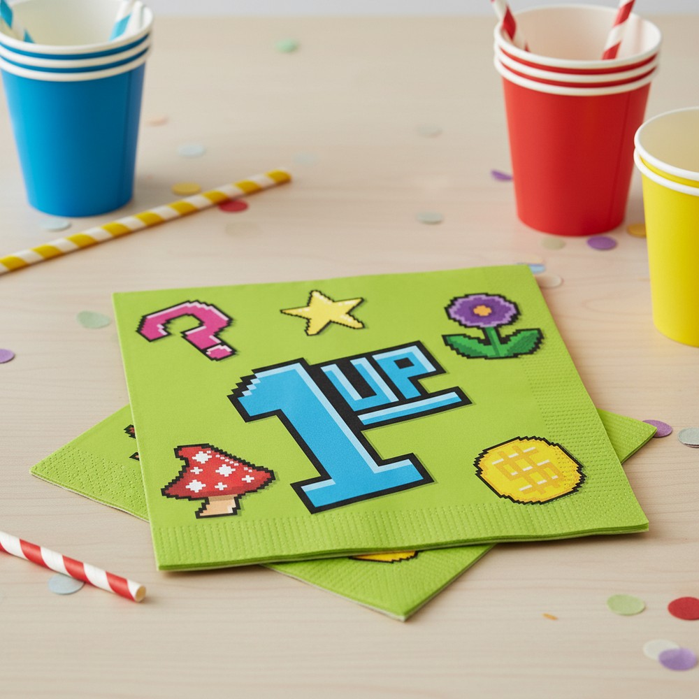 Level Up Servietter - 16 stk | Super Mario Servietter - Temashop
