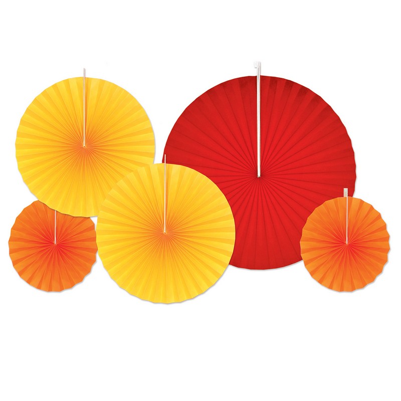 Efterårs Rosetter Gul/Orange - 5 stk (20 x 20 cm & 30 x 30 cm & 40 x 40 cm) | Thanksgiving Vifter / Rosetter - Temashop