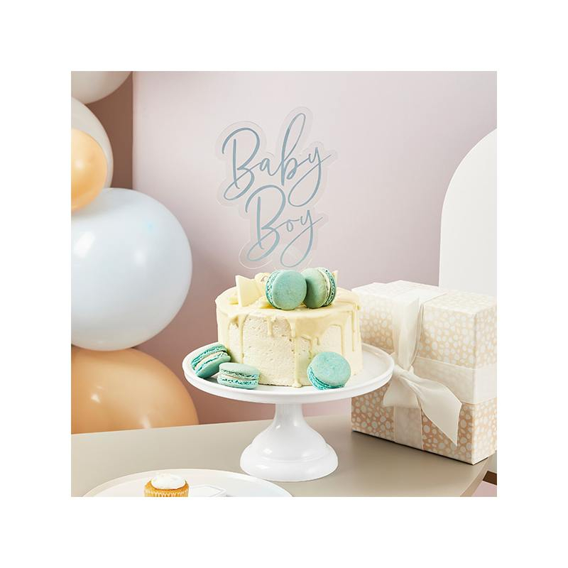 Baby Boy Kagetopper Lyseblå - 1 stk (27,5 x 14,5 cm) | Babyshower Kagefigur / kagetopper - Temashop