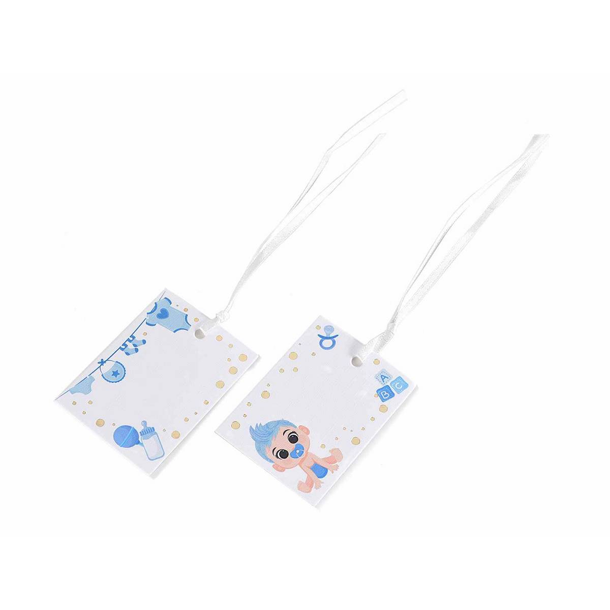 Baby Gavemærker Lyseblå - 25 stk (4,5 x 6 cm) | Babyshower Gavetilbehør - Temashop
