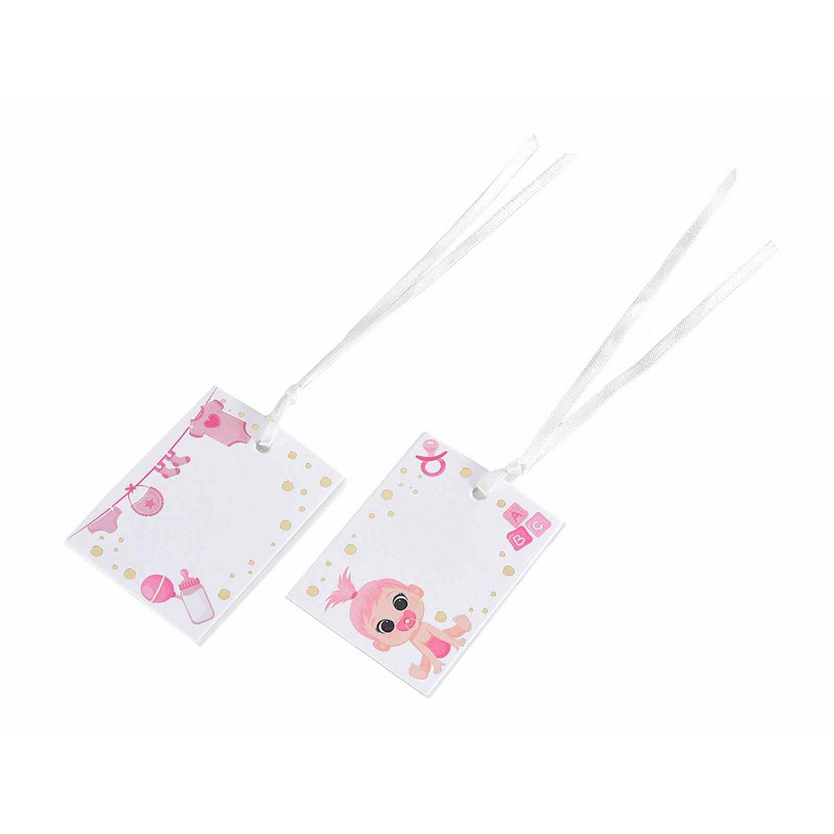 Baby Gavemærker Lyserød - 25 stk (4,5 x 6 cm) | Babyshower Gavetilbehør - Temashop